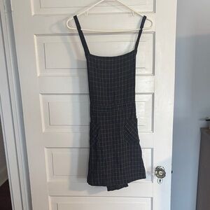 United Colors of Benetton Black Checkered Gridded Jumper Dress